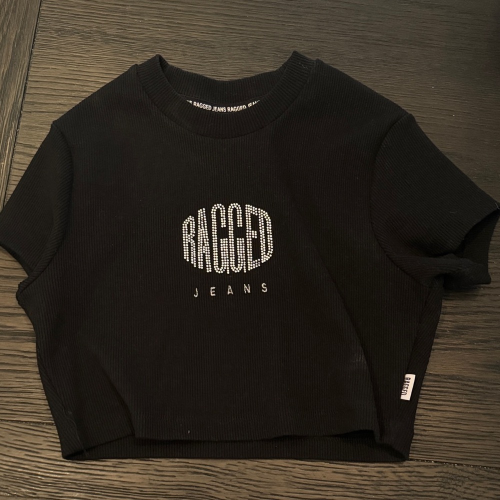 RAGGED Jeans Black Ribbed Crop Tee